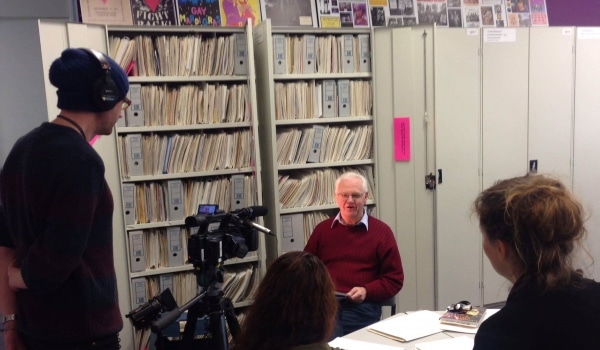 Graham Carbery being interviewed at the Archives for the Victorian Equal Opportunity and Human Rights Commission’s ‘Pride Not Prejudice’ video series, ALGA Reading Room, South Yarra, September 2015