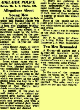 Allegations about young men, Advertiser (Adelaide, SA), 22 February 1950, p5