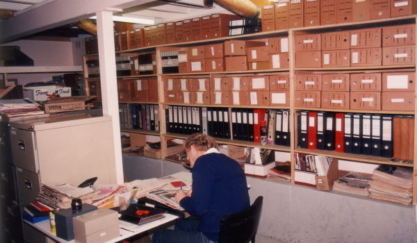 Graham Carbery at the Archives, Ivanhoe, 1991 (photo: unidentified photographer), 90-31d, Photographs Collection