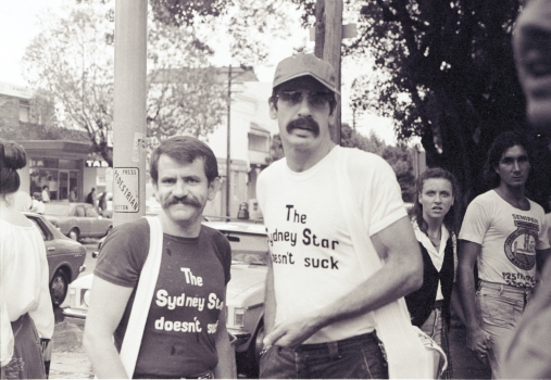 Dennis Scott and Michael Glynn, Queen St Fair, Sydney NSW, November 1979 (Photo: Eddy Hackenberg), Eddy Hackenberg Collection