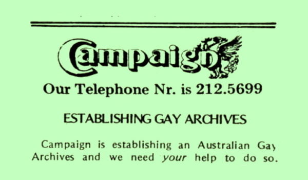 Establishing Gay Archives, Campaign n11, July 1976 p41
