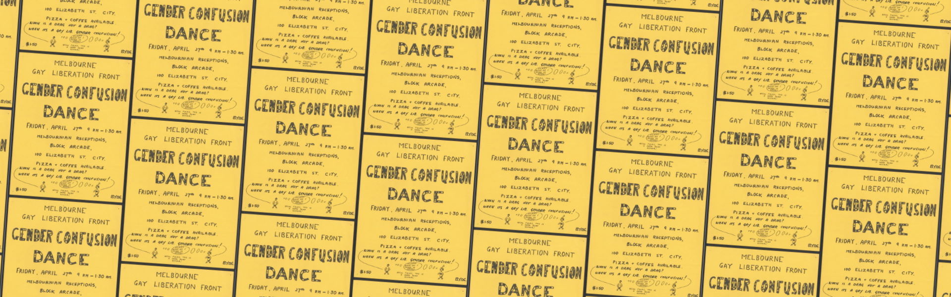 Gender Confusion Dance, Melbournian Receptions, Block Arcade, Friday 27 April (Melbourne, [1973])-Banner Web
