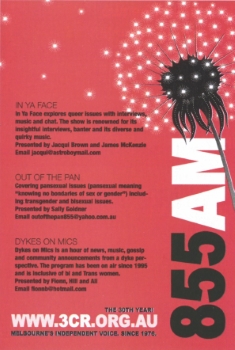 In ya face, Out of the pan, Dykes on mics ([Melbourne] – 3CR)