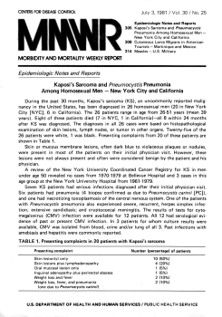 Morbidity and mortality weekly report (MMWR) v30, n25, 3 July 1981, Periodical Collection