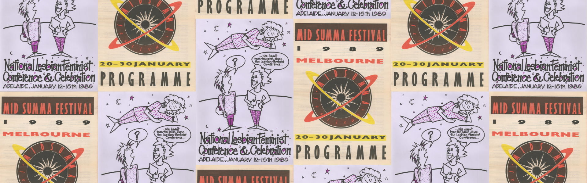 National Lesbian Feminist Conference & Celebration (Adelaide, SA, 1989), Poster Collection D083 and Midsumma Festival Programme, 1989, Periodical Collection