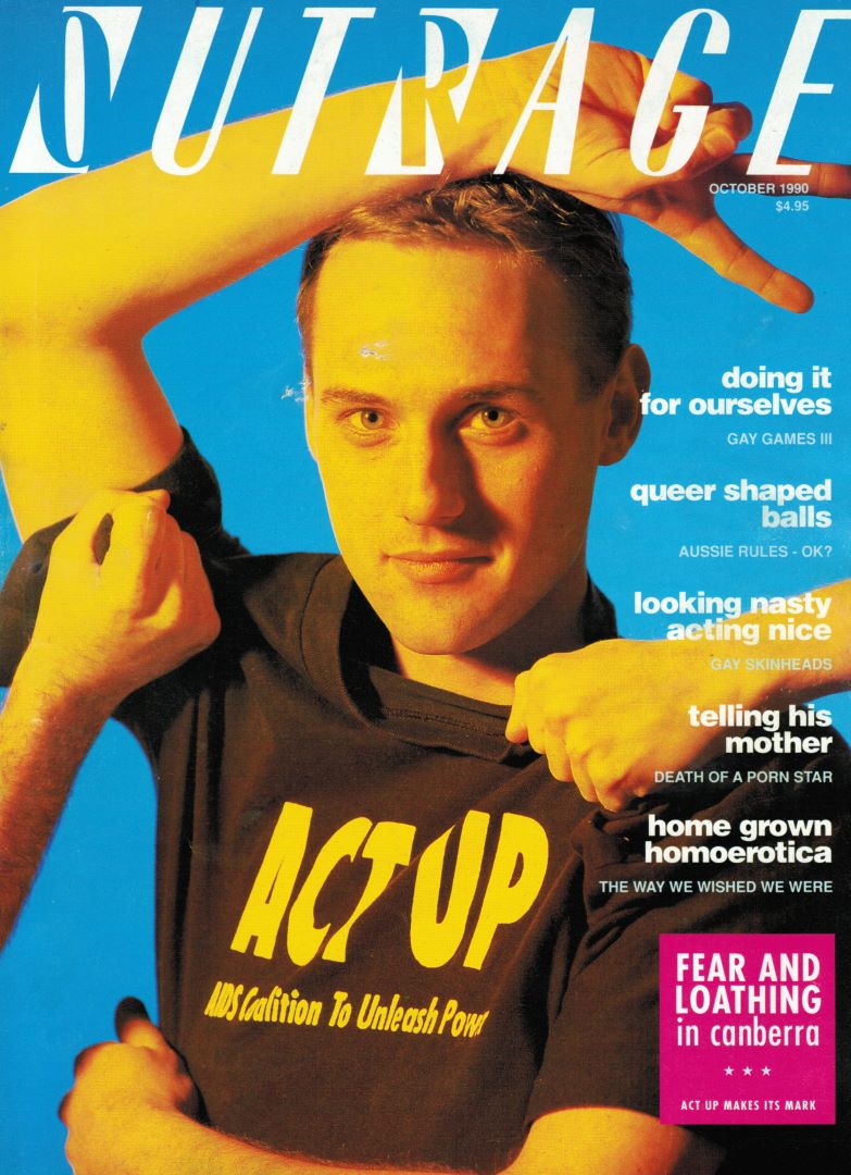 Outrage n.89, October 1990 (Melbourne, Vic) [Bill Hathaway (Photo Andrew Lehman)]