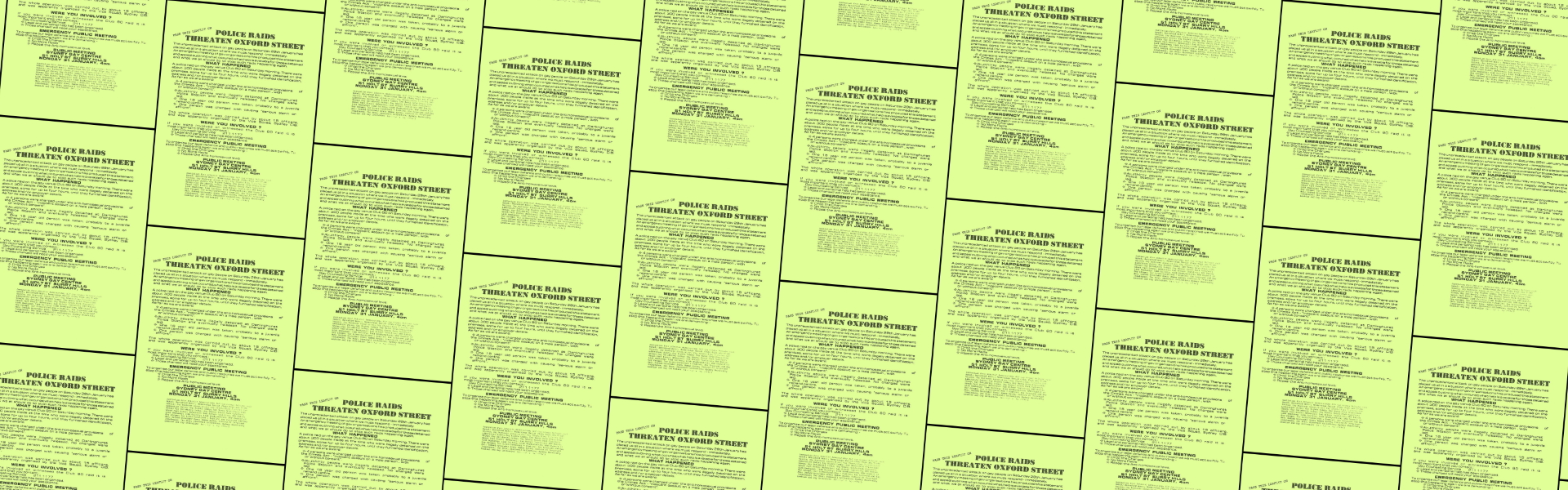 Police raids threaten Oxford Street [Club 80], 1983, Ephemera Collection