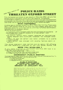 Police raids threaten Oxford Street [Club 80], 1983, Ephemera Collection