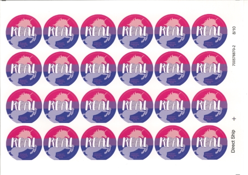 Real [unicorn] [sticker sheet] – Darby Murphy, Bisexual+ Community Perth, c.2019