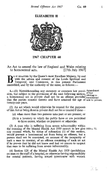 Sexual Offences Act 1967 Chapter 60 (London, United Kingdom – UK Government Printing Office, 1967), Book Collection