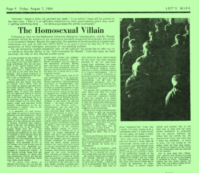 The homosexual villain, Lot’s Wife (Melbourne, Vic), 10 April 1964, p4, Newspaper Clipping Collection